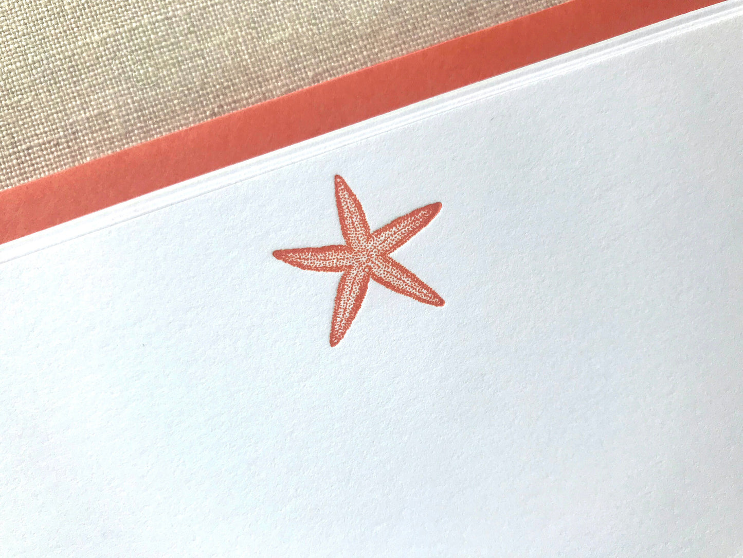 Flat Card Set with Letterpress Starfish