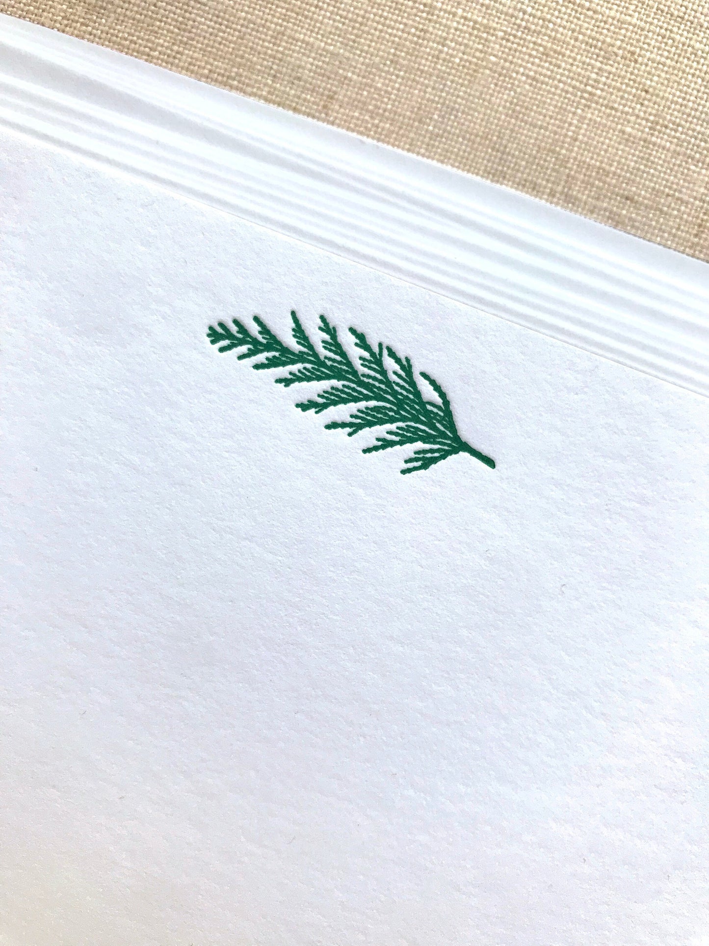 Flat Card Set with Letterpress Cedar Pine