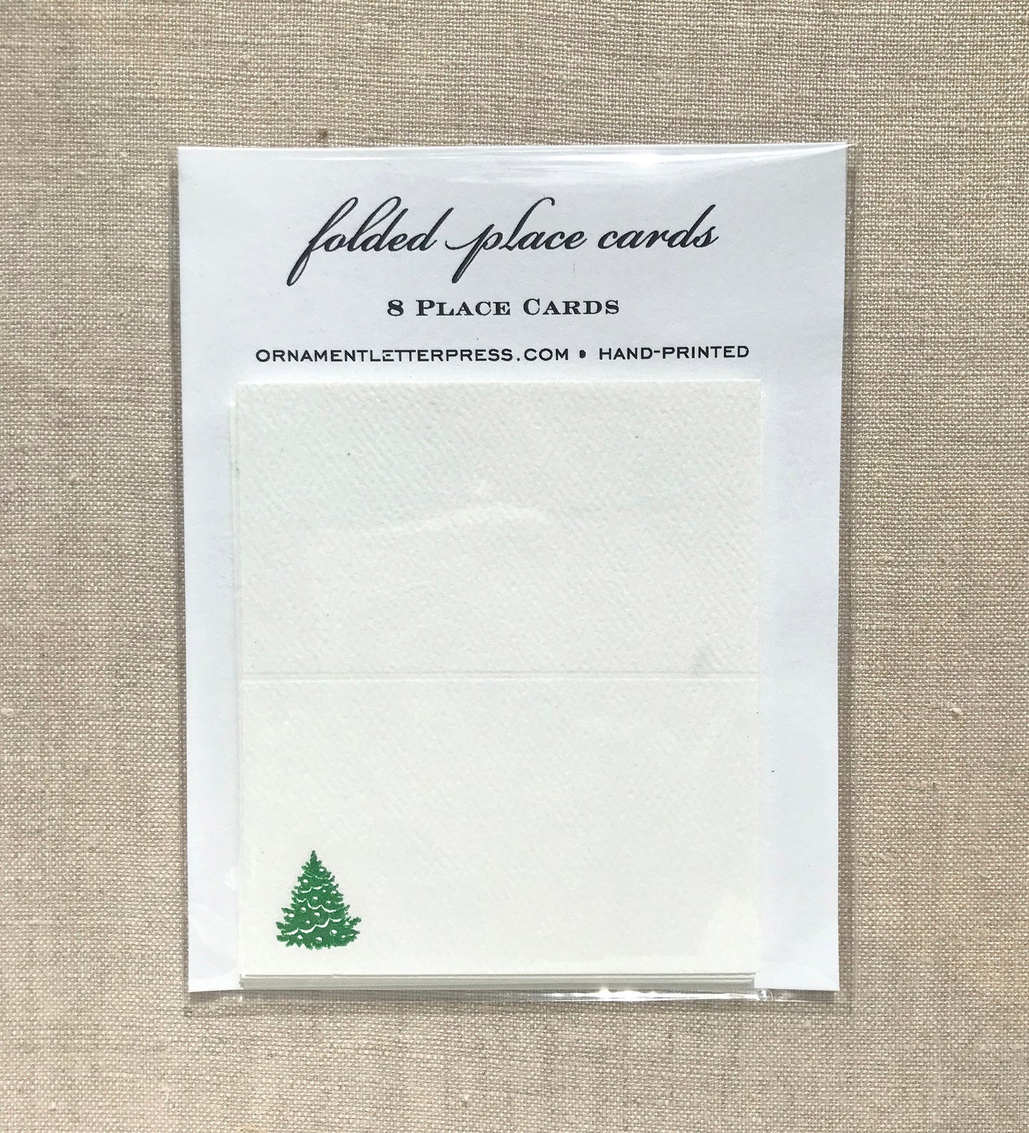 Letterpress Place Cards with Christmas Tree