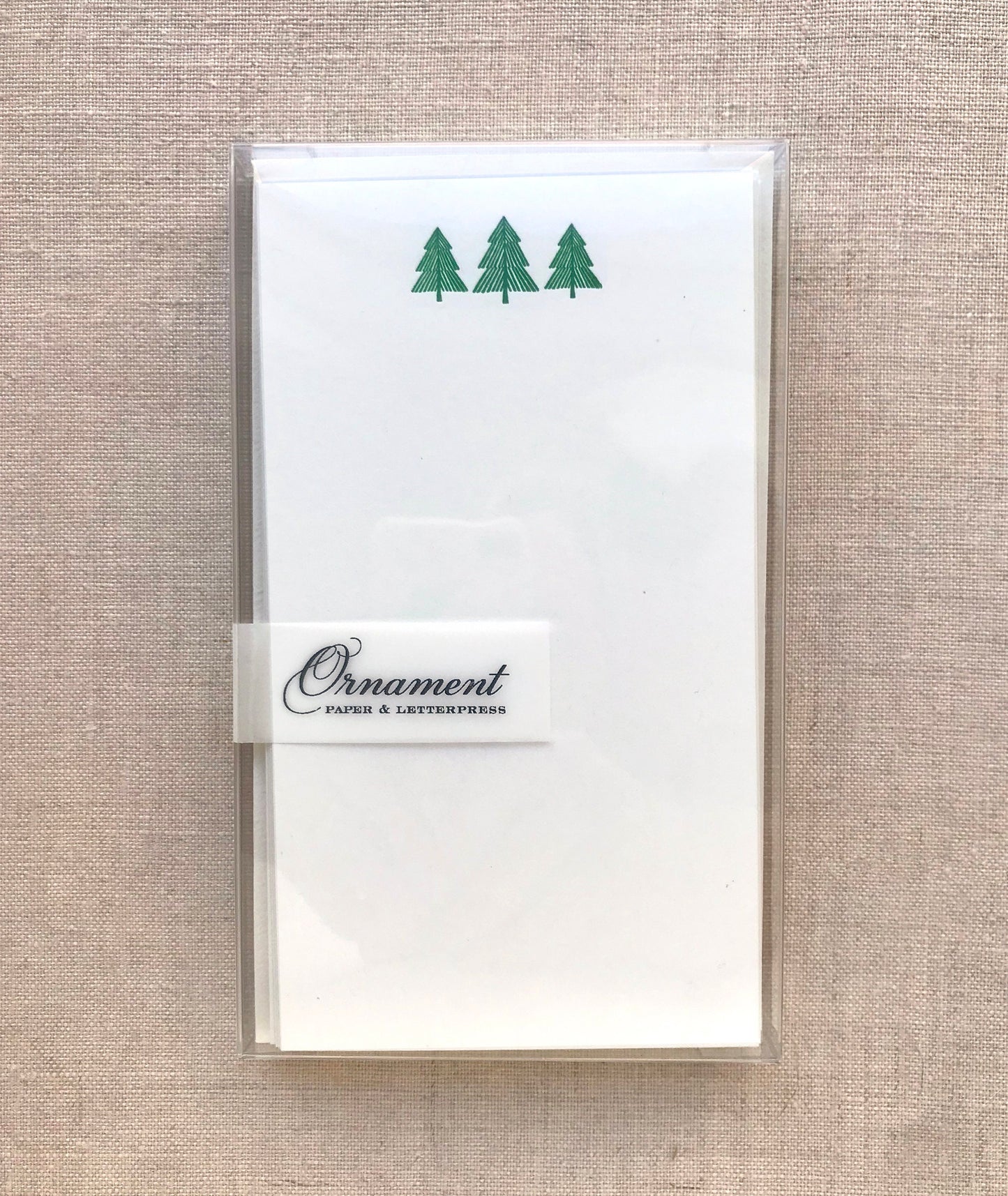 Flat Card Set with Letterpress Pine Trees (vertical)