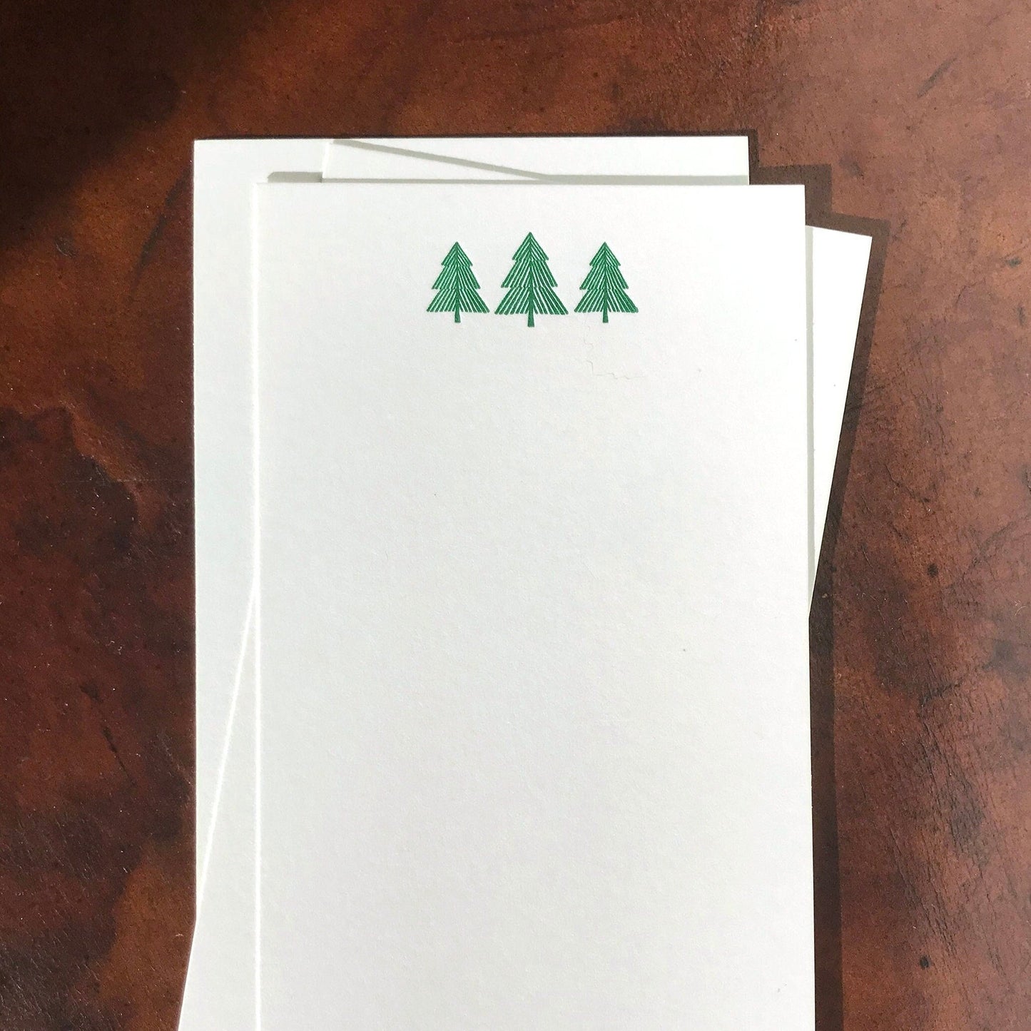 Flat Card Set with Letterpress Pine Trees (vertical)