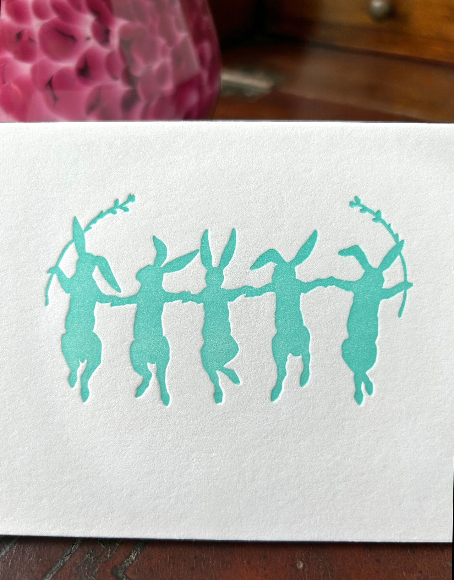 Spring Rabbits Letterpress Card Set