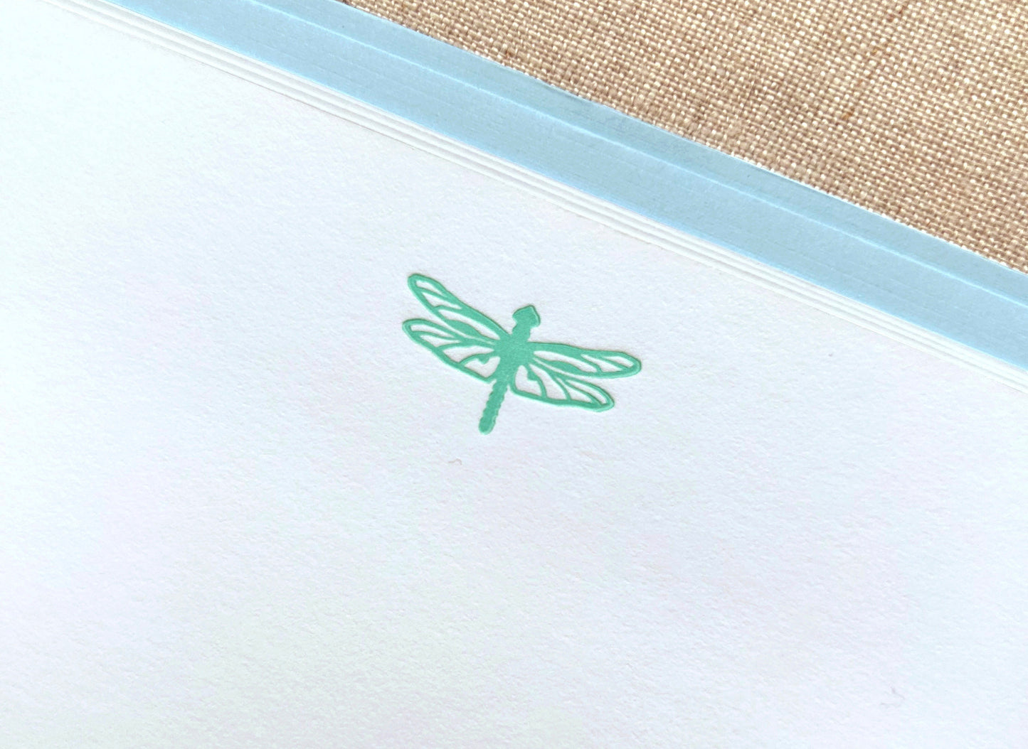 Flat Card Set with Letterpress Dragonfly