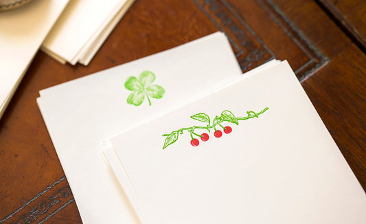 Flat Card Set with Letterpress Cherries (vertical)