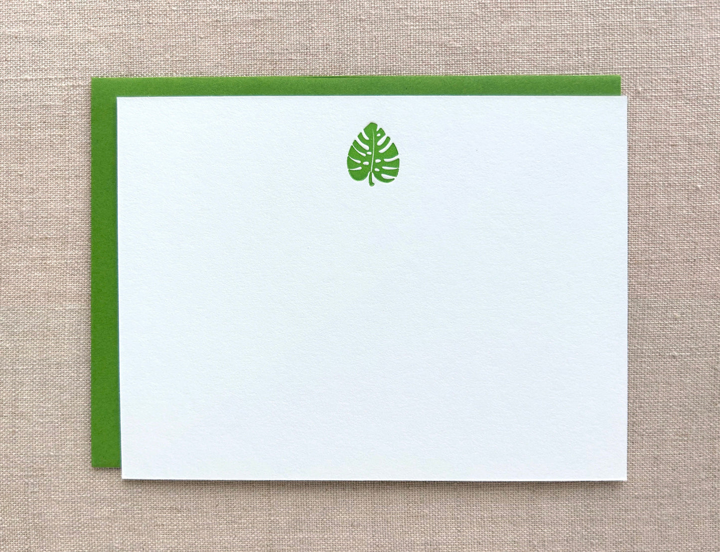 Flat Card Set with Letterpress Tropical Palm