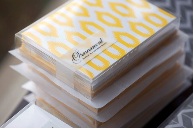 Yellow Ikat Letterpress Card Set