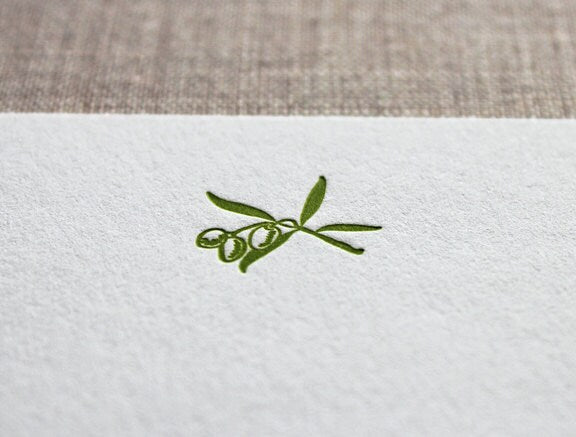 Flat Card Set with Letterpress Olive Branch