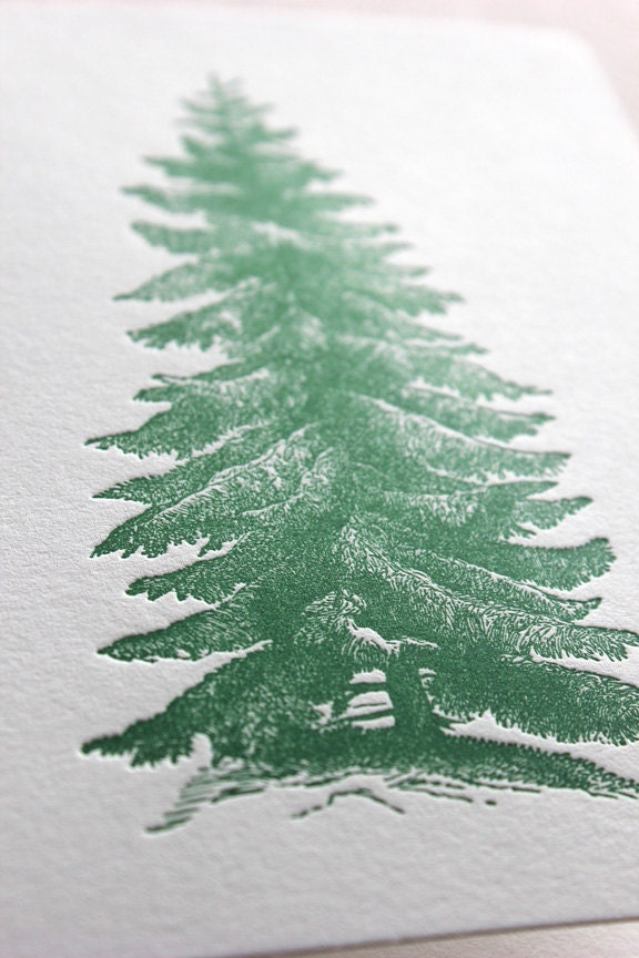 Pine Tree Letterpress Card set