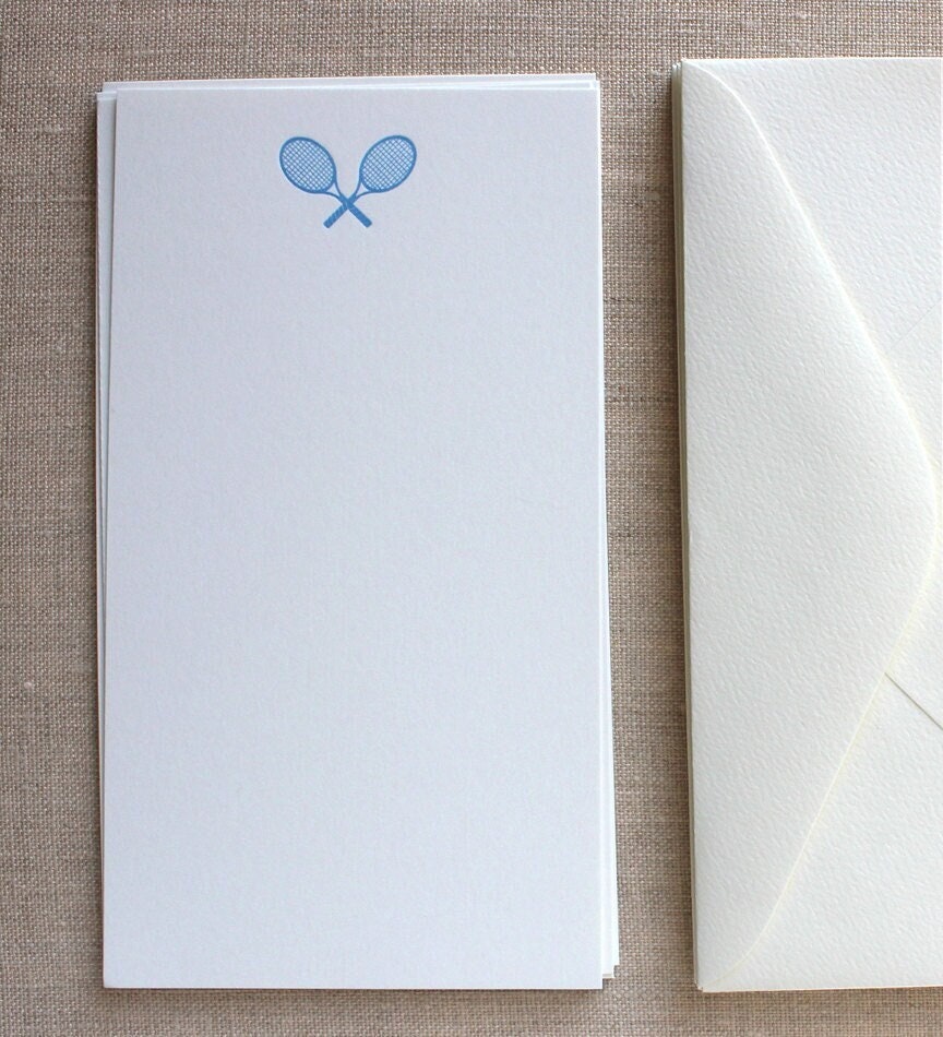 Flat Card Set with Letterpress Tennis Racquets (vertical)