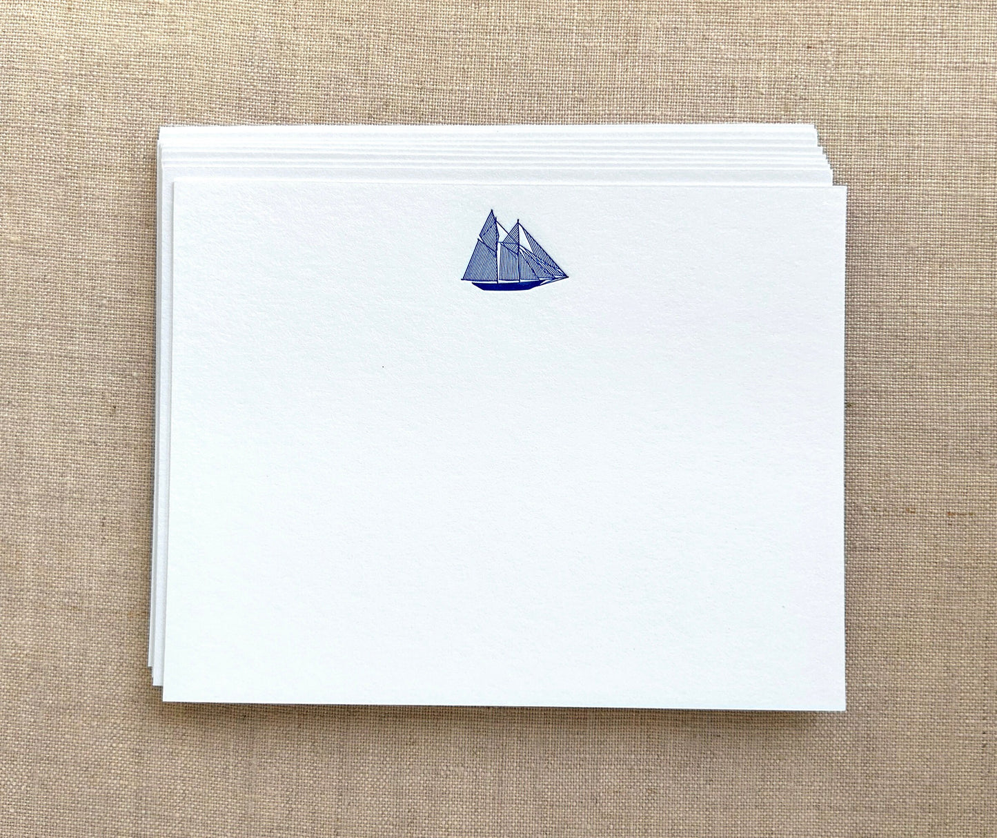 Flat Card Set with Letterpress Schooner