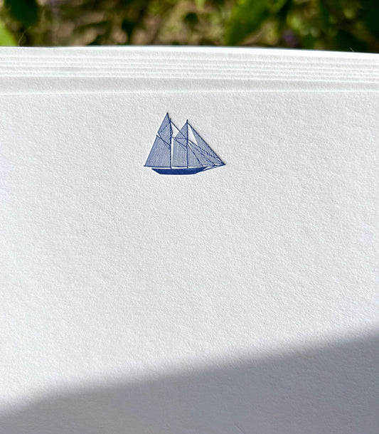 Flat Card Set with Letterpress Schooner