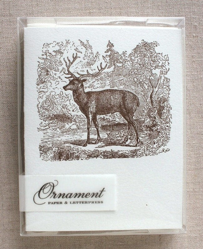 Deer Engraving Letterpress Card Set