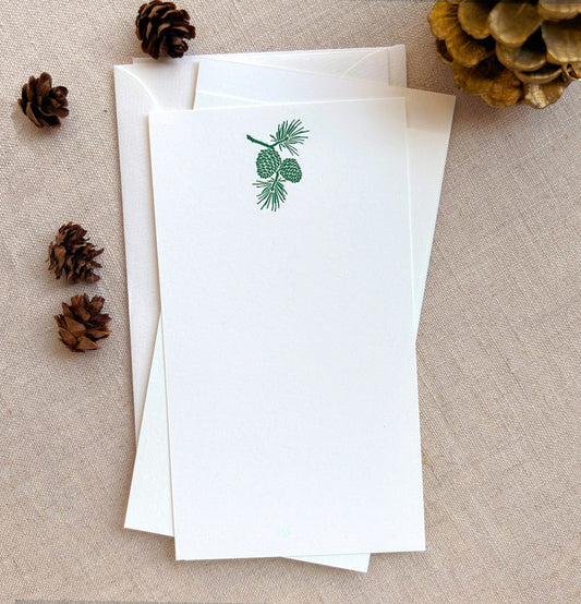 Flat Card Set with Letterpress Pine Bough (vertical)