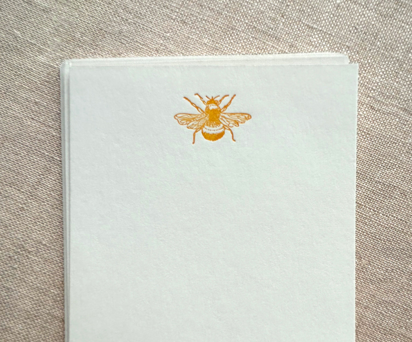 Flat Card Set with Letterpress Bumble Bee (vertical)