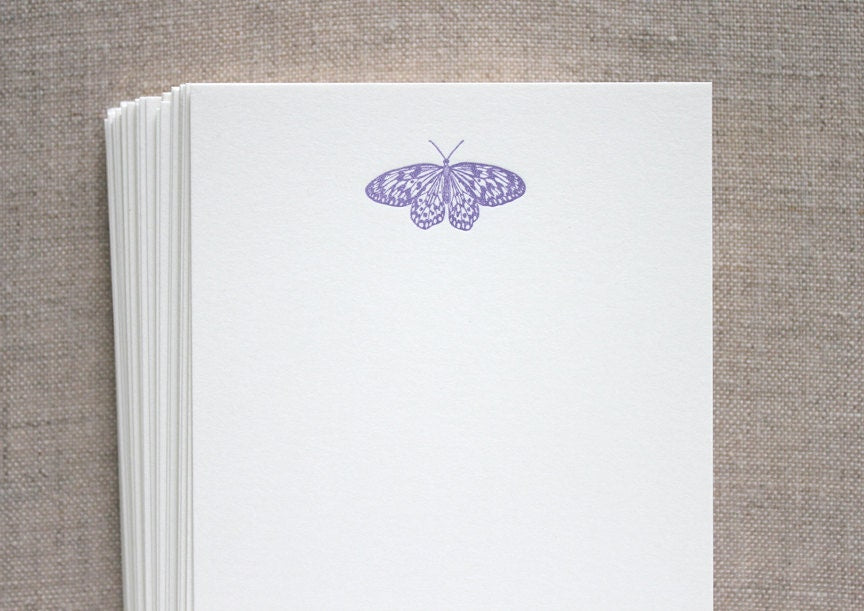 Flat Card Set with Letterpress Moth (vertical)