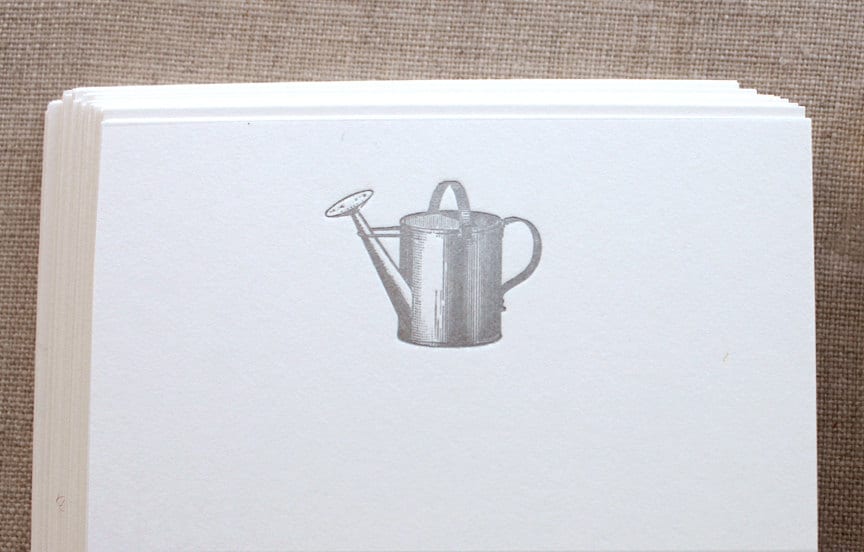 Flat Card Set with Letterpress Watering Can(vertical)