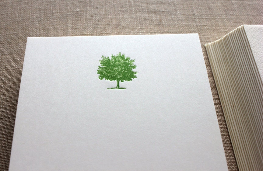 Flat Card Set with Letterpress Tree (vertical)