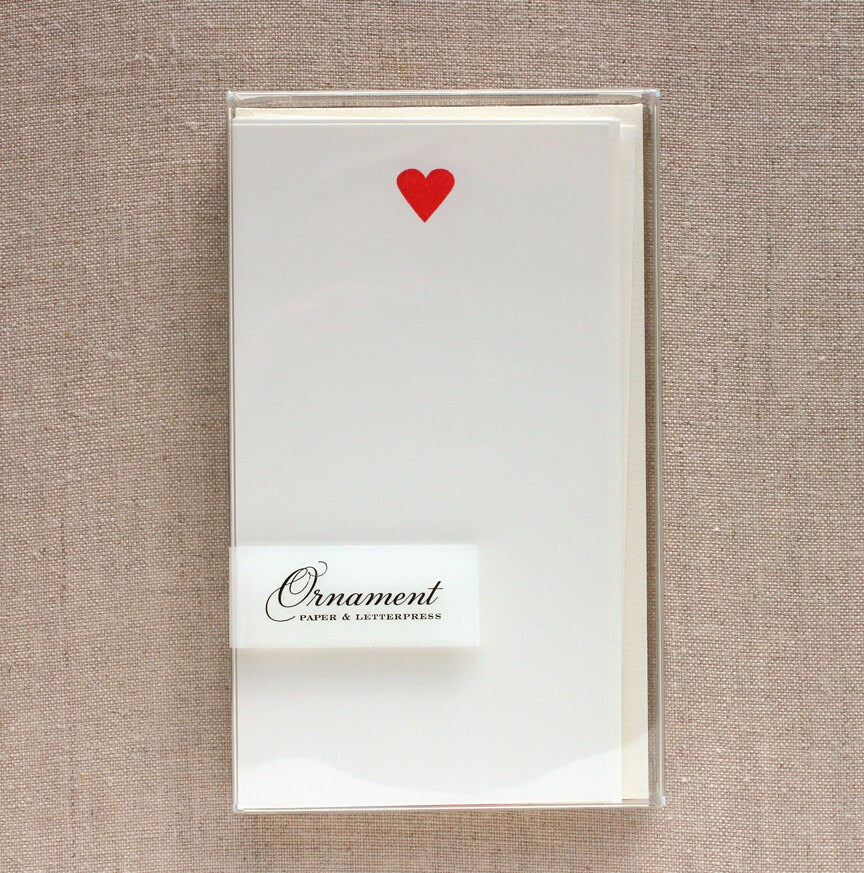 Flat Card Set with Letterpress Heart  (vertical)