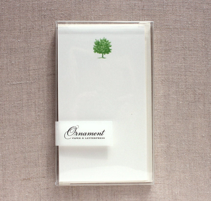 Flat Card Set with Letterpress Tree (vertical)