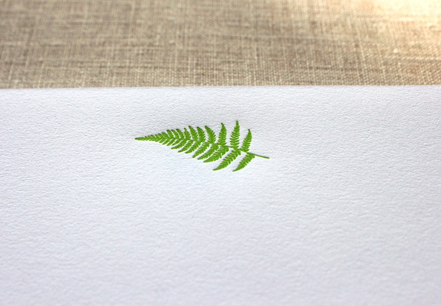 Cotton Writing Paper with Letterpress Fern