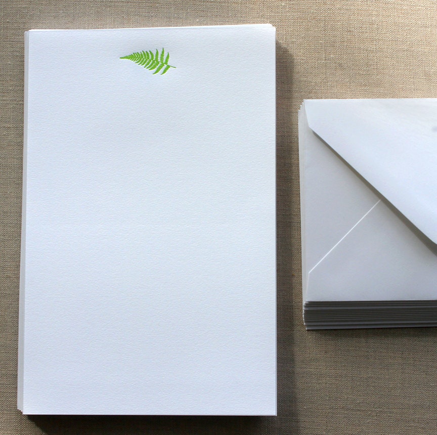 Cotton Writing Paper with Letterpress Fern