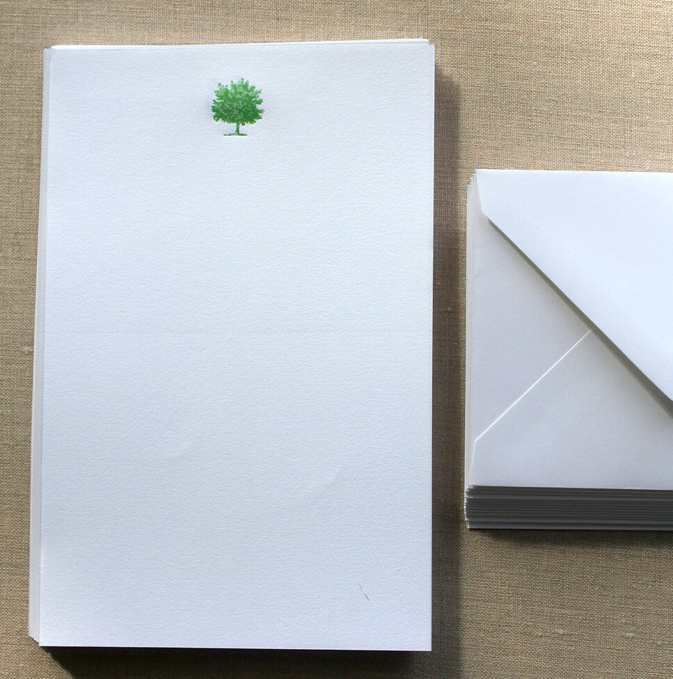 Cotton Writing Paper with Letterpress Tree