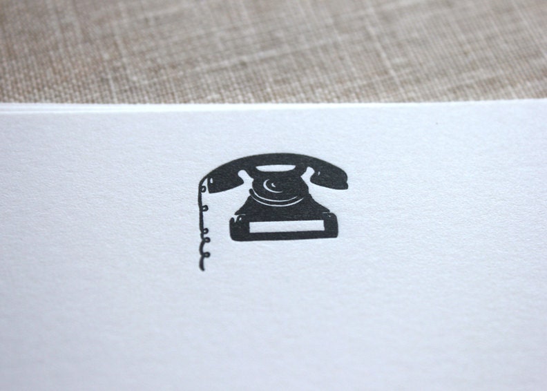 Flat Card Set with Letterpress Telephone (vertical)